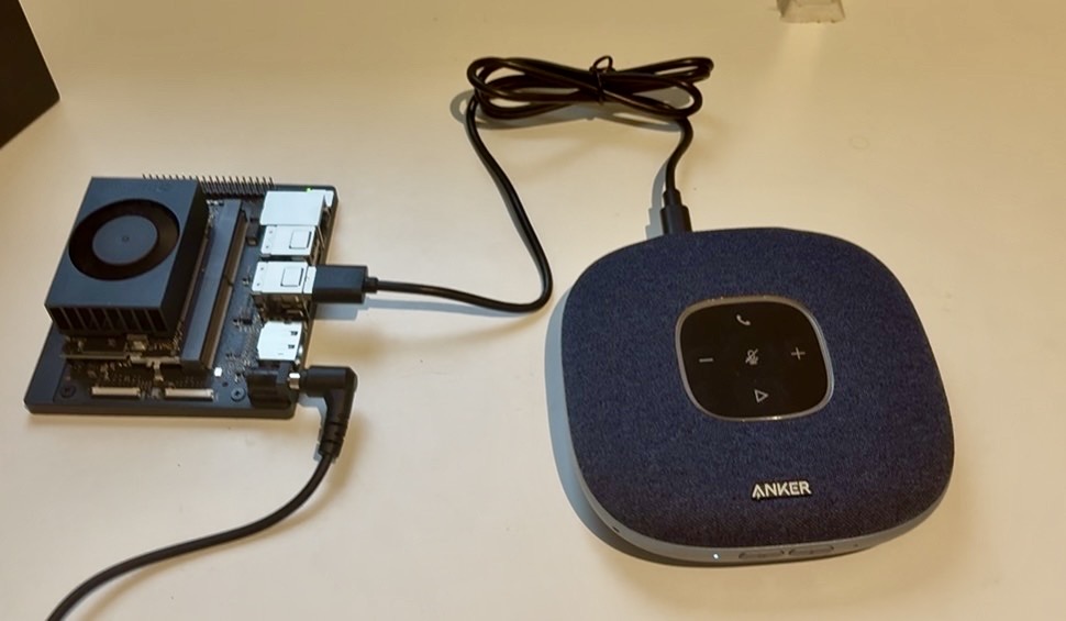 Hardware setup: Jetson Orin Nano and Anker PowerConf S3